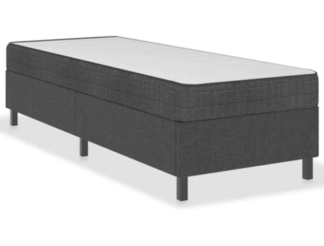 vidaXL Cama con somier 90x200 cm tela gris oscuro