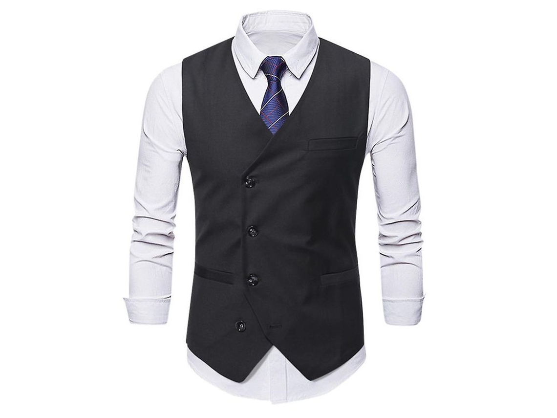 2026-chaleco De Cuello En V Para Hombre Mystdiy Talla S A 2xl Estampado Liso Un Botón Otoño Casual