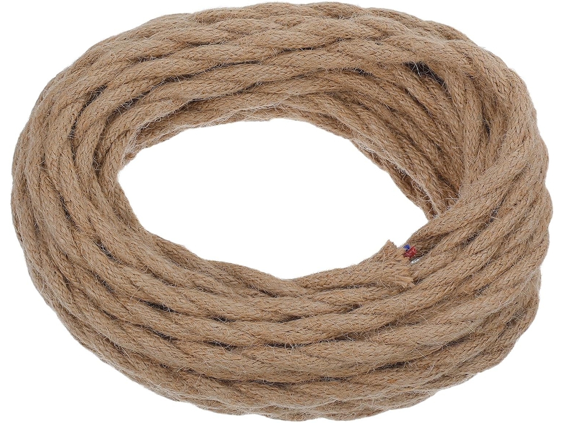 Cable eléctrico trenzado vintage de 2x0,75 mm² de cáñamo trenzado, 10 metros