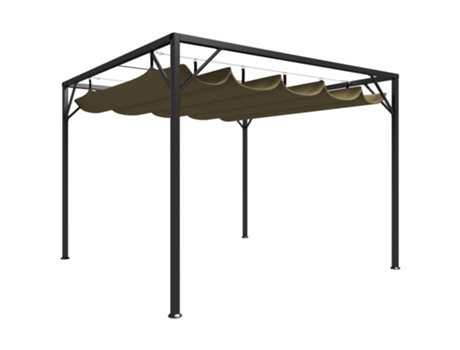 MAISON EXCLUSIVE Cenador de jardín con techo retráctil gris taupe 3x3m 180 g/m²