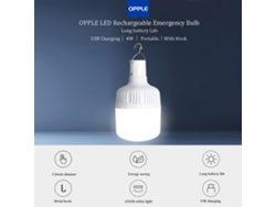Bombilla Led Recargable Opple De 4w Y 6500k, Usb, 1800mah, Regulable, Para Uso En Emergencias Y Acampadas.