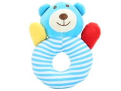 Brinquedo De Pelúcia Com Manivela Urso Listrado Azul Sino De Mão Educativo Para Bebê