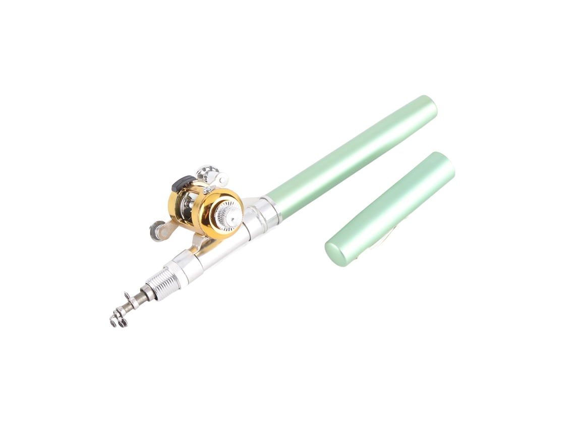 Kit De Caña De Pescar Pluma Mini Portátil Telescópica Con Carrete Combo Verde