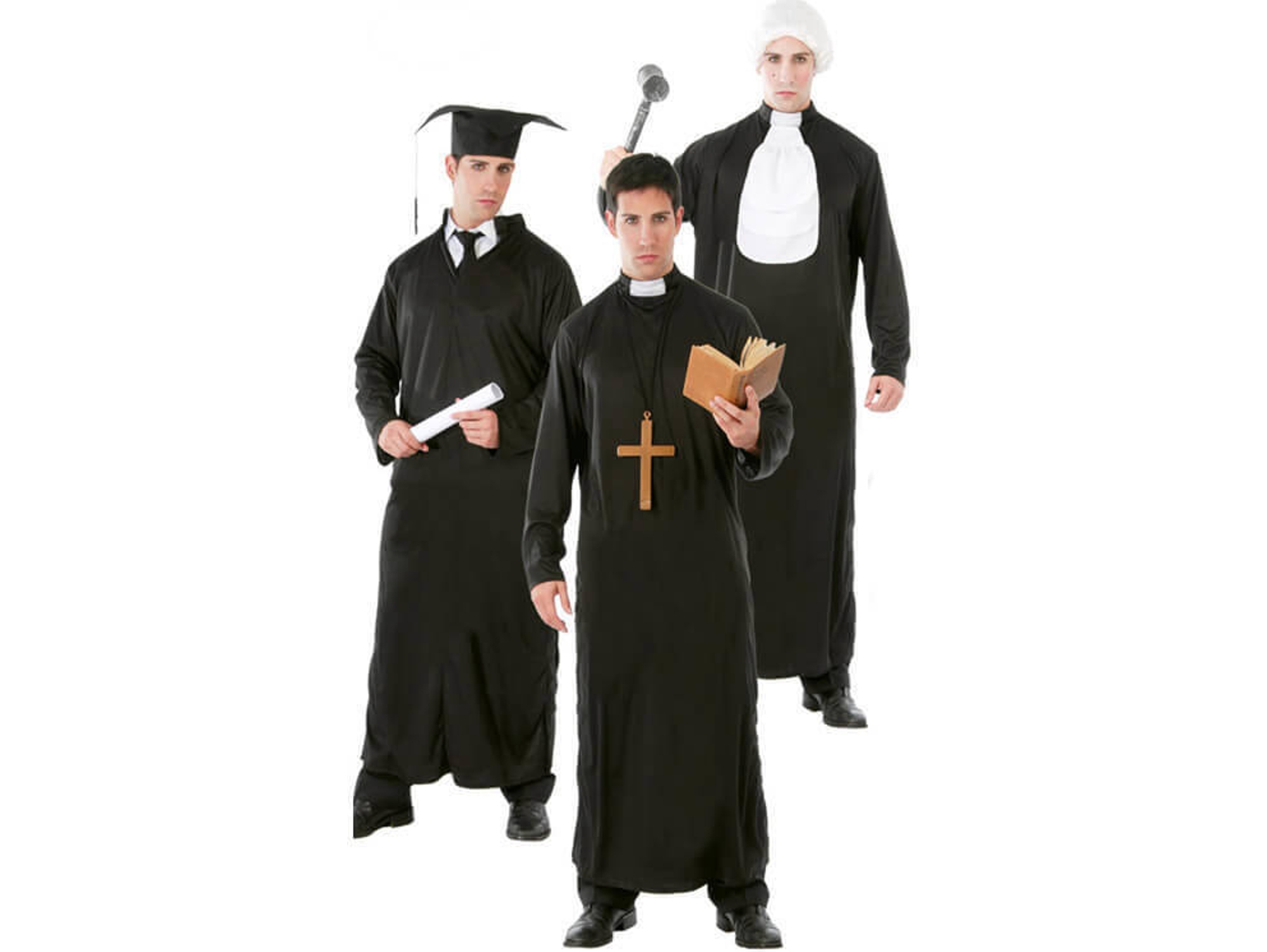 Disfraz de Hombre DISFRAZZES Estudiante Cura Y Juez 3 En 1 (Talla: L)