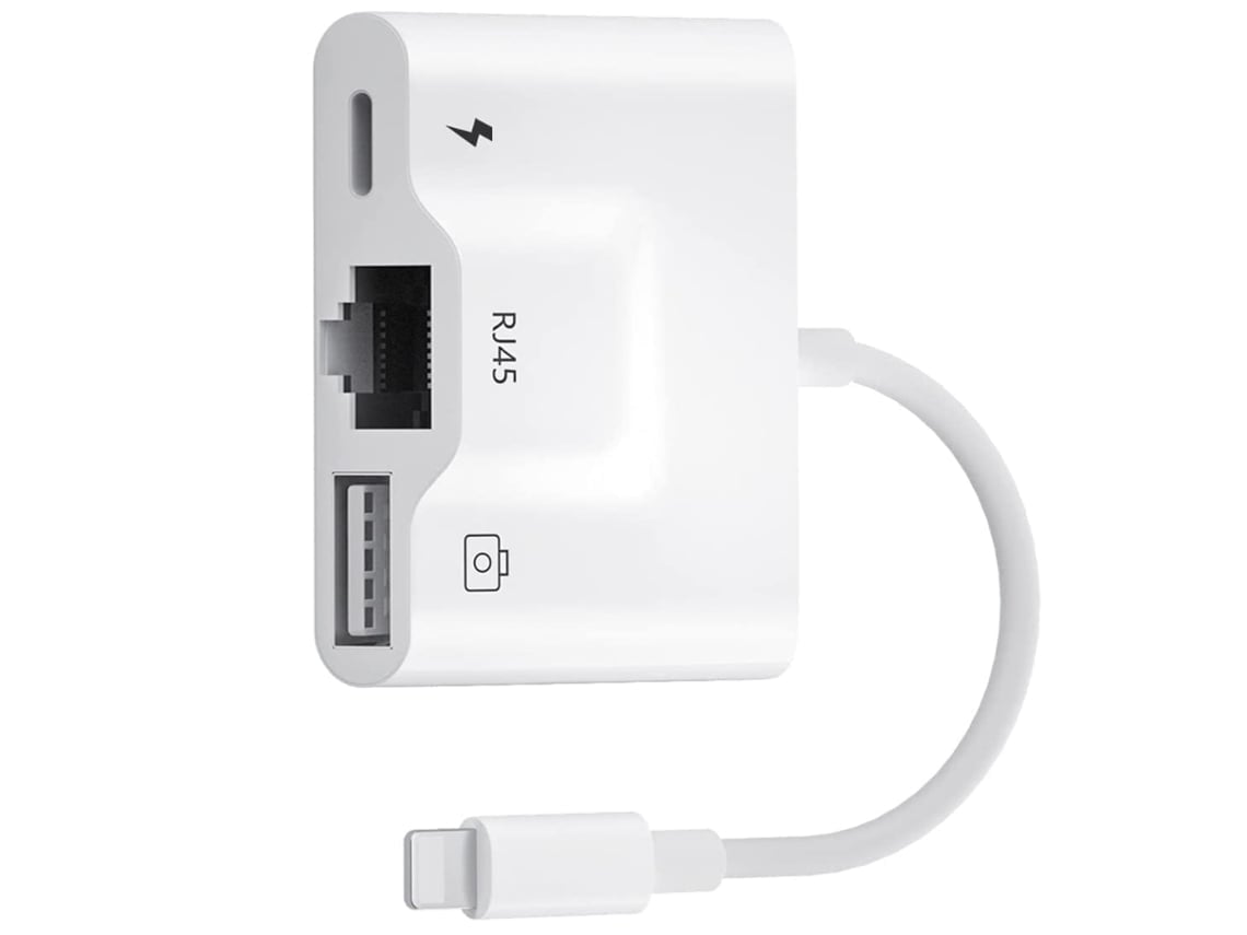Adaptador De Rede Usb Ethernet 3 Em 1 Rj45 Hdmi 1218-y8 Branco*