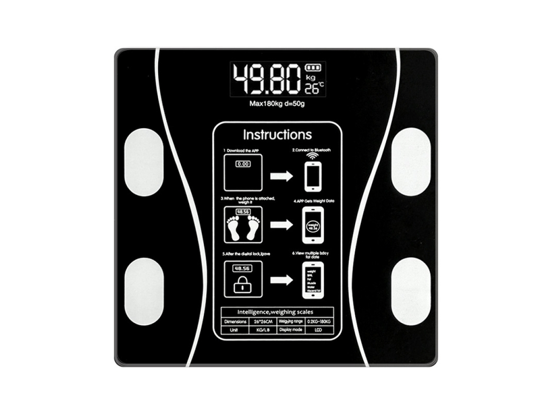 Sstrwgood Báscula Inteligente De Salud Con Bluetooth Para Análisis De Grasa Corporal, Peso Digital Para Hogar (negro) - Para Hombre Y Mujer