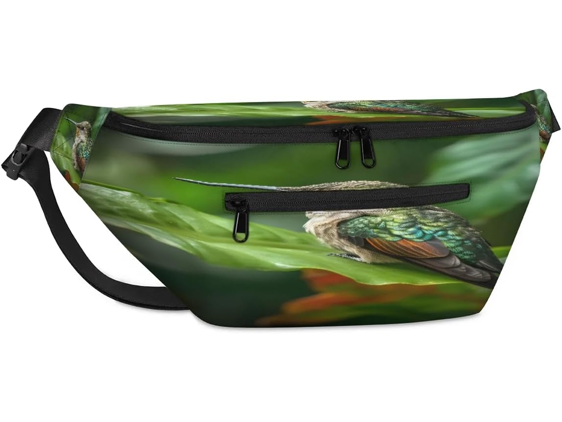 Bolso Hombro Unisex Estampado Hojas Tropicales Colibríes Para Hombre Mujer Gran Capacidad Estilo Casual Bol