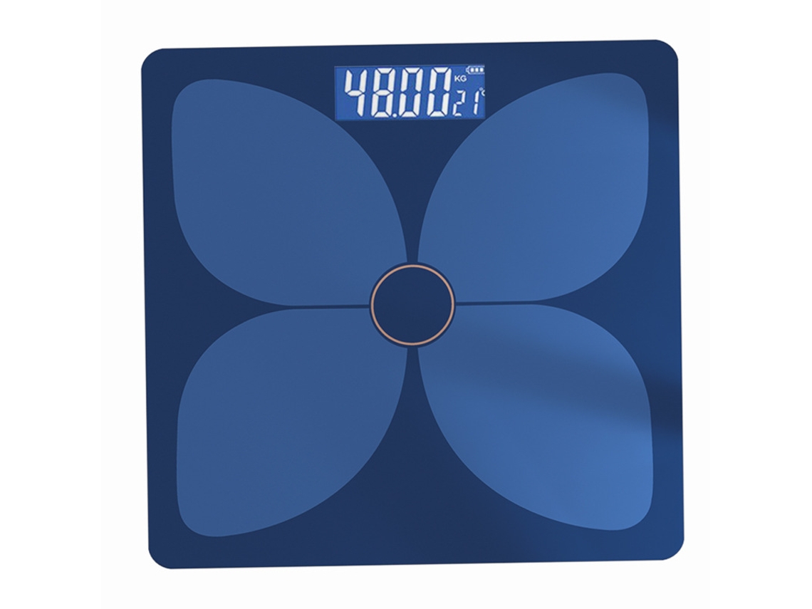 Báscula de baño digital inteligente Yuysan compatible con conexión Bluetooth con aplicación móvil y carga USB azul (c)