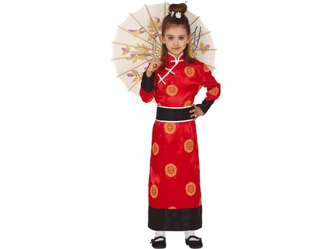 Disfraz de Niña DISFRAZZES China Rojo Y Negro (Talla: 5 a 6 años)