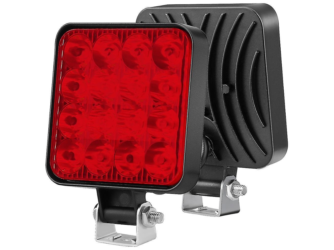 Luz De Trabajo 48w 16led 12v 24v Para Camión Tractor Off Road, Foco Antiniebla Impermeable Ip65, Luz De Día Cuadrada China Rojo