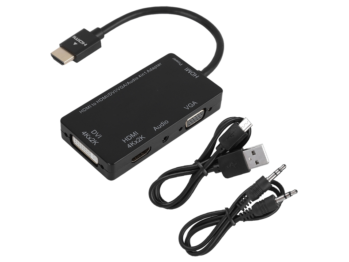 Cabledeconn Conversor Hdmi Para Dvi 4k/vga/hdmi/audio 4-em-1 Para Pc/phone