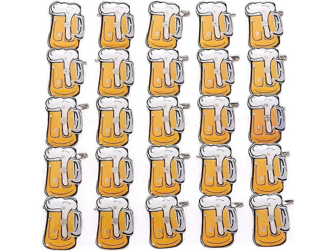 25 broches con forma de jarra de cerveza con luces LED intermitentes para bodas, fiestas y cumpleaños.