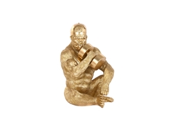 Estatueta de Gorila Dourado em Resina, 44x38x61,5cm ALEXANDRA HOUSE LIVING
