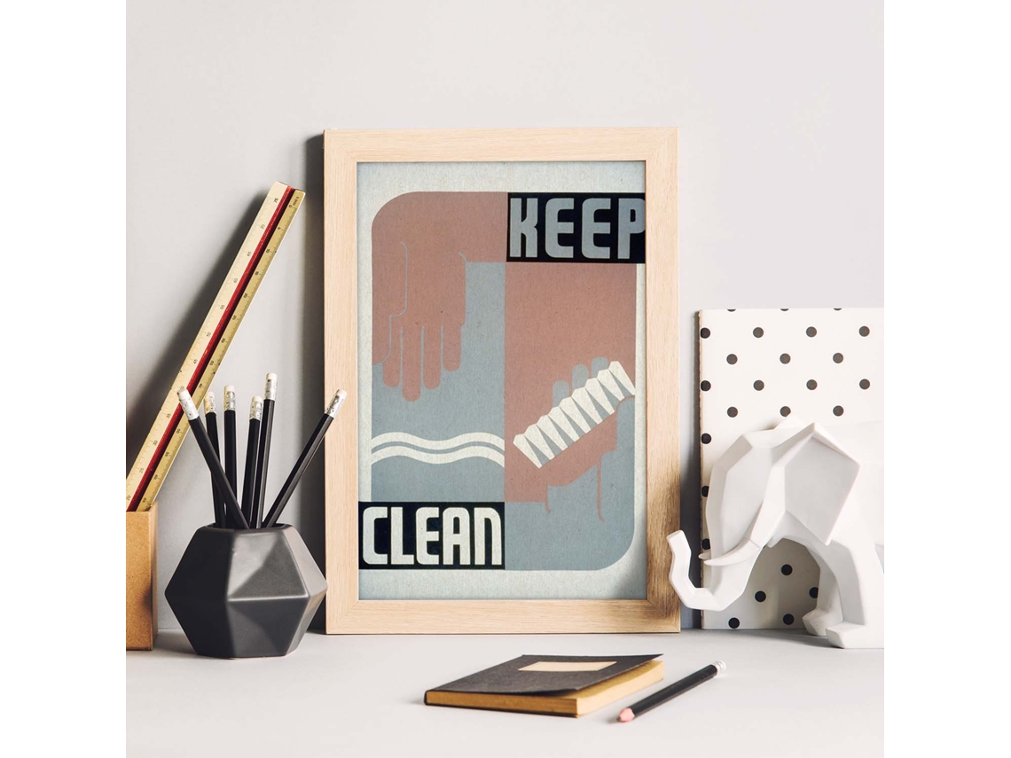 Poster NACNIC Vintage Mantente Limpio. Higiene personal.