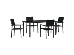 Conjunto de comedor de jardín vidaXL de 4 piezas en ratán negro y poliéster