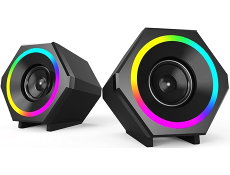 Altavoces para computadora, Altavoces de escritorio con luces de ciclo Altavoz estéreo con entrada auxiliar de 3,5 mm para PC, computadora portátil...