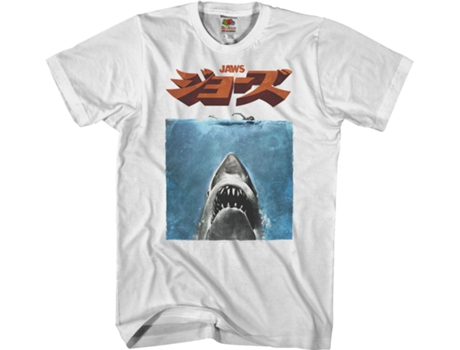 Camiseta Unisexo DEEPSTONE Jaws Japanese Poster Blanco (S)