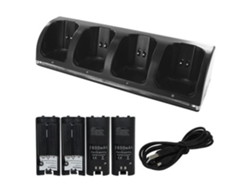 MEOIRUERY Cargador para Mando Wii Remote, Estación de Carga 4 en 1 con 4 Baterías Recargables de 2800mAh para Mando Wii/Wii U - Negro