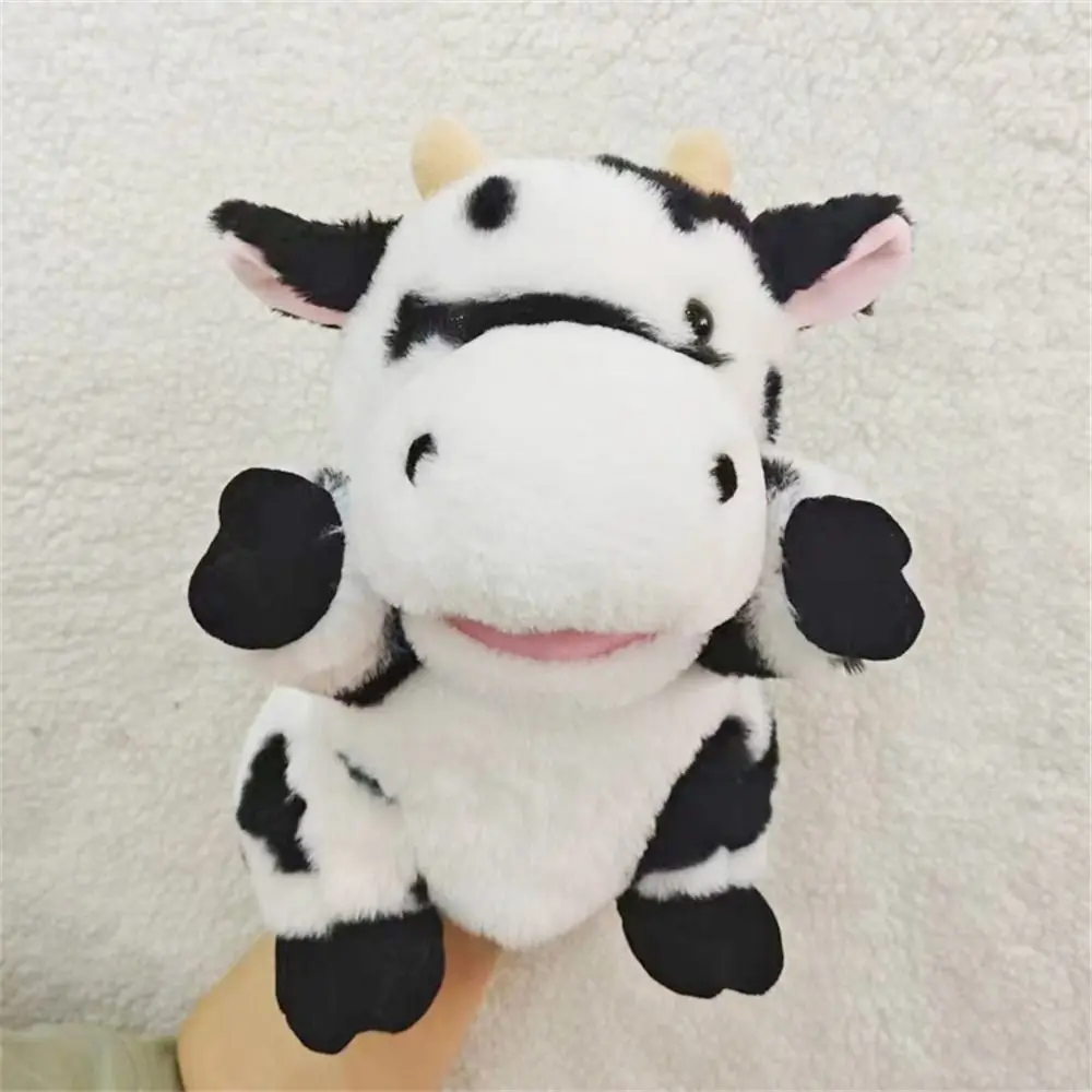 (vaca) Muñeco De Animal Articulado Con Boca Abierta, Títere De Mano De Peluche