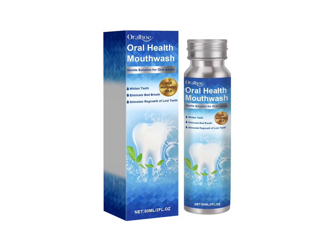 Enjuague bucal blanqueador dental con frescura intensa.