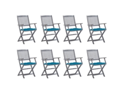 Conjunto 8 Silla de exterior VIDAXL Gris Madera de acacia (54x57x91 cm)