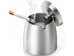 Cenicero de exterior, cenicero de acero inoxidable resistente al viento con tapa para uso en mesas y patios, diseño inodoro, gran capacidad.