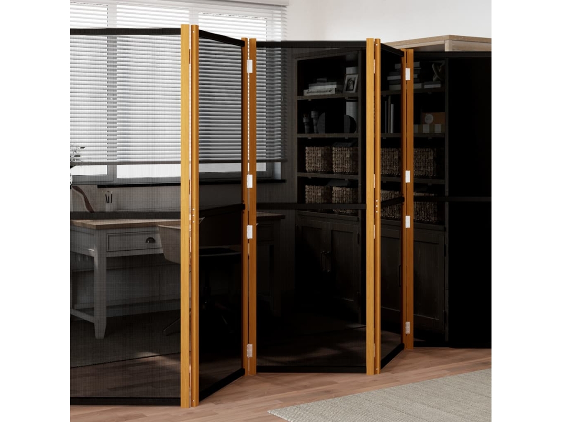 Biombo Divisor De 5 Paneles Negro 350x180 Cm