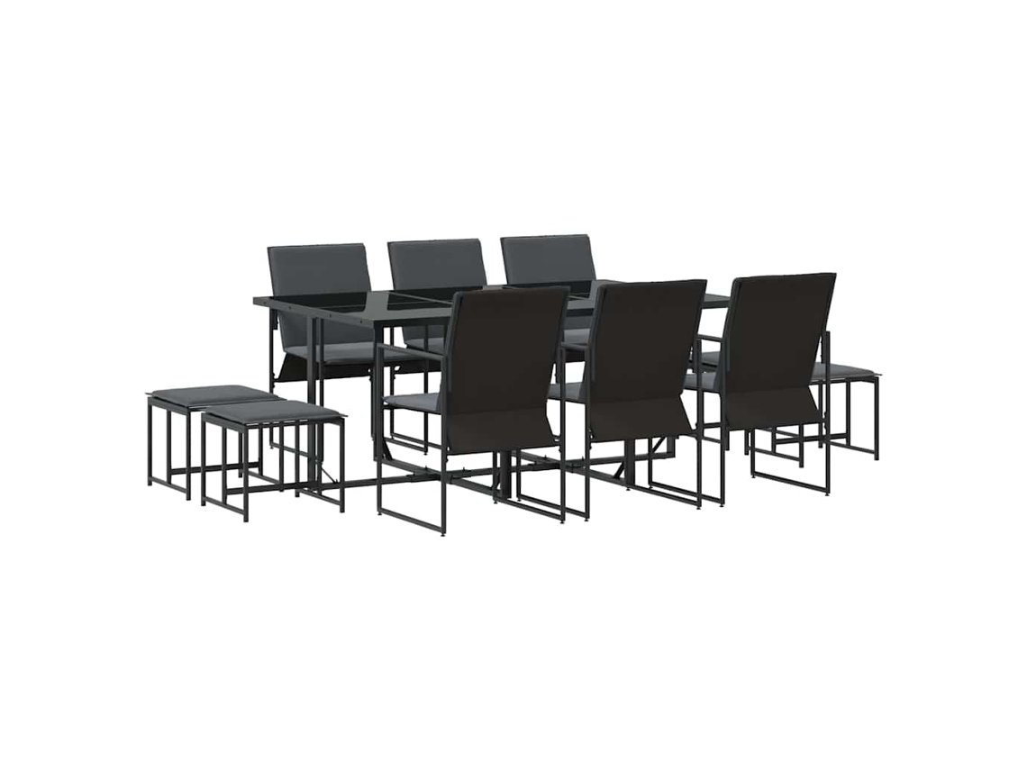 Maison Exclusive - Conjunto De Comedor De Jardín 11 Pcs Negro Acero