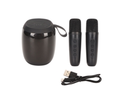 Máquina De Karaoke Portátil Con 2 Micrófonos Bluetooth Y Luces Rgb, Altavoz Negro