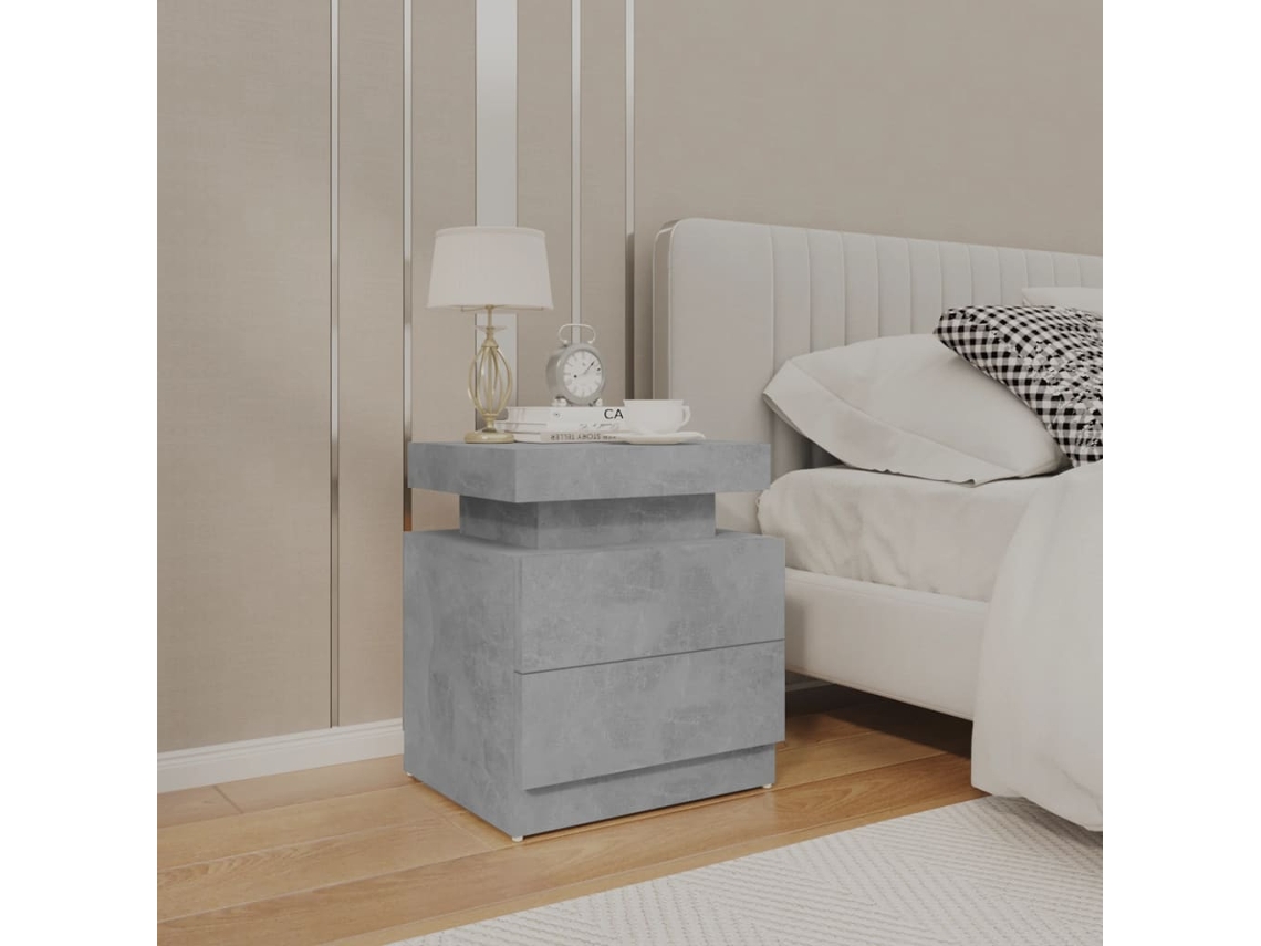 Mesa de Cabeceira LOVELY HOME Mesinha 45X35X52 Cm Aglomerado Cinzento Cimento
