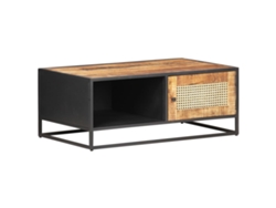 Mesa de Centro de Apoyo 90X50X35 Cm Manguera Áspera y Caña Natural