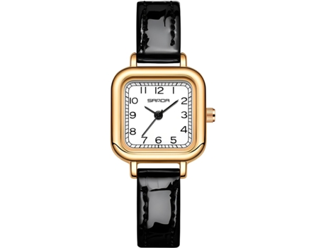VEANXIN Relojes cuadrados de pulsera de reloj de oro vintage para mujer-Cuero Marrón Dorado