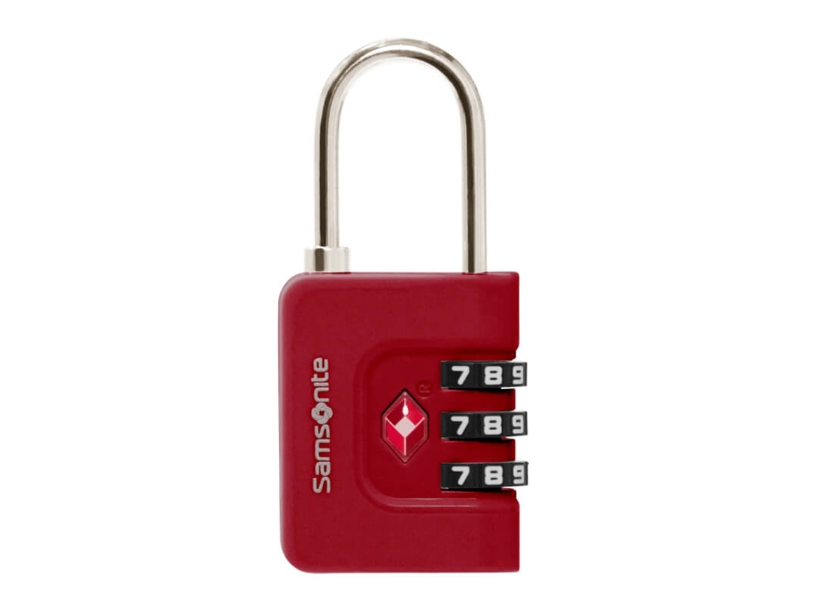 Candado de combinación de 3 dígitos Samsonite TSA Revolution, rojo