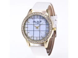 Reloj De Pulsera Analógico De Cuarzo Para Mujer Con Correa De Pu Y Esfera Blanca Grande.
