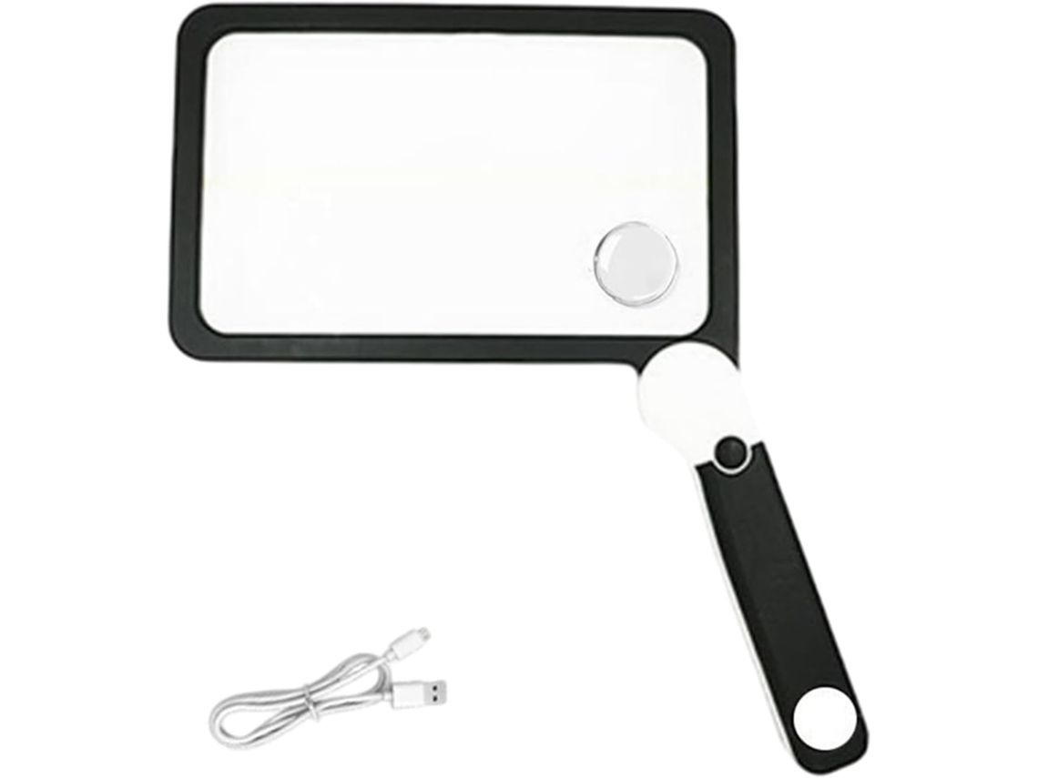 Lupa Plegable 3x Con 72 Led, Recargable Por Usb Para
