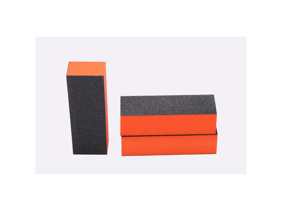 Limas de uñas negras de 3 caras, duraderas, lavables, portátiles, de material EVA, para profesionales y familias, color naranja.