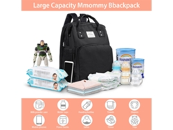 Mochila  Multifuncional para Bebê, Cama Dobrável, Bolsa para Troca de Fraldas para Mamãe Preta