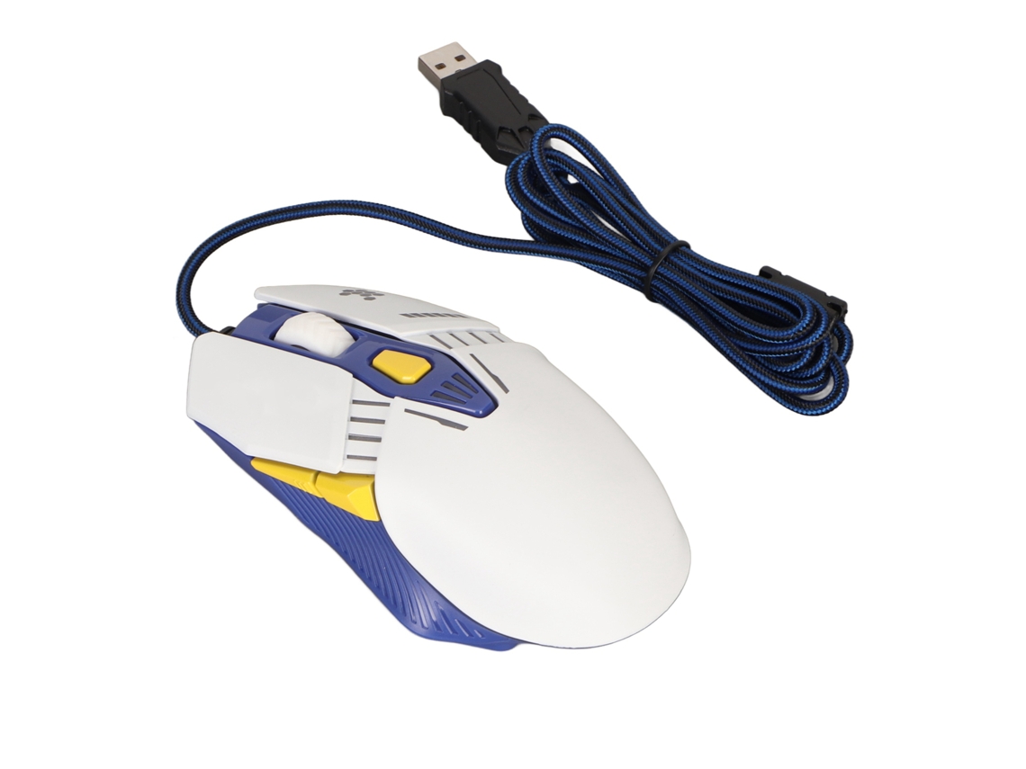 Ratón para juegos RGB con cable, 7200 DPI, botones programables, modos de iluminación ajustables, software DIY Rapid Fire, color blanco.
