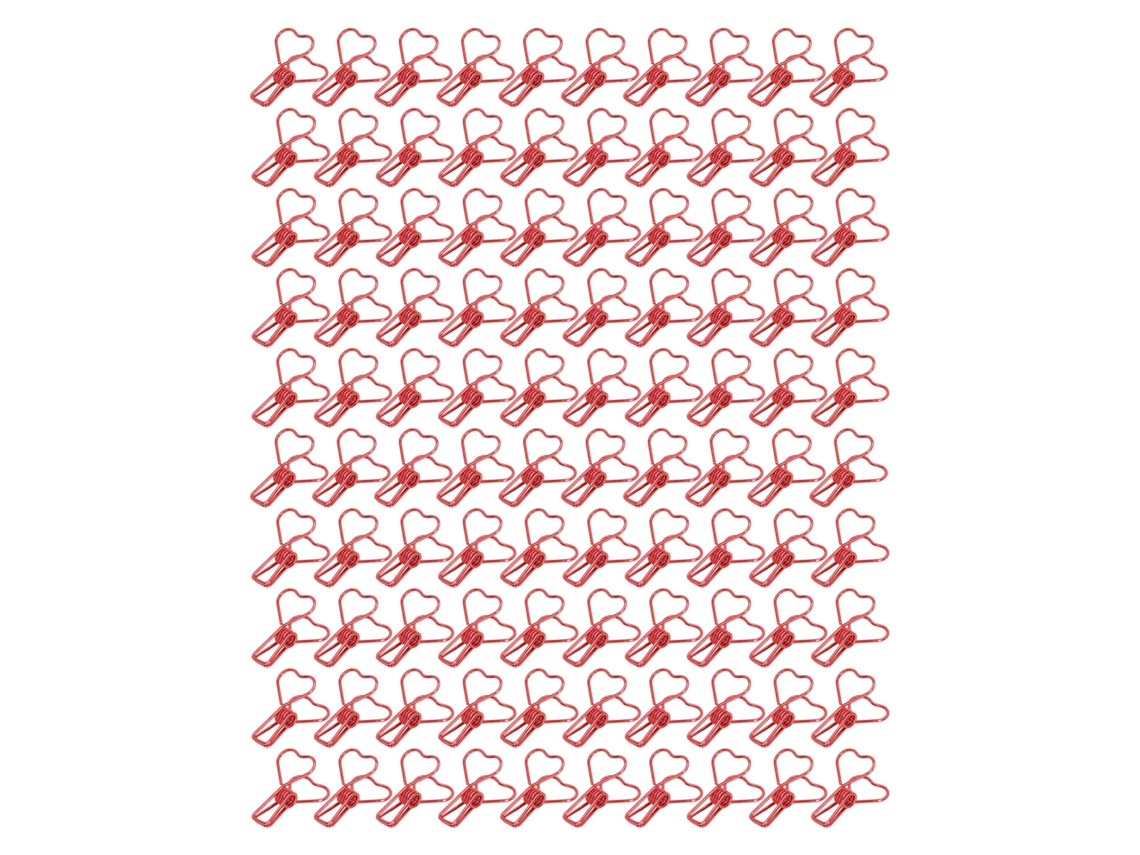 100 Clip De Carpeta De Metal En Forma De Corazón Hueco Pequeños Para Documentos Oficina Certificados Entradas Rojo