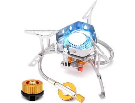 Estufa de camping con encendido piezoeléctrico, estufa de gas de camping plegable, quemador de gas a prueba de viento para bote Coleman Primus GELLDG