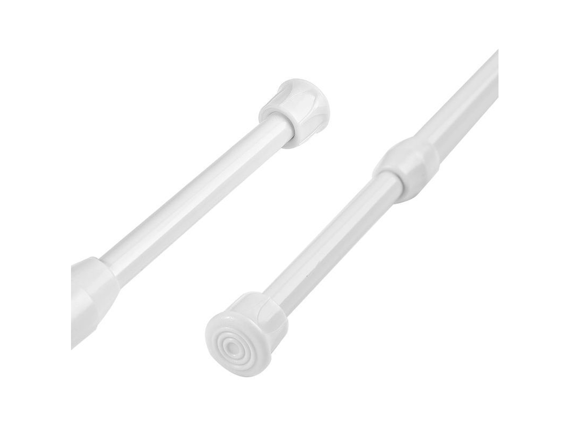 Barra De Cortina Extensible De Aluminio Blanco De 55-90 Cm Para Cortinas Ligeras Y Duchas.