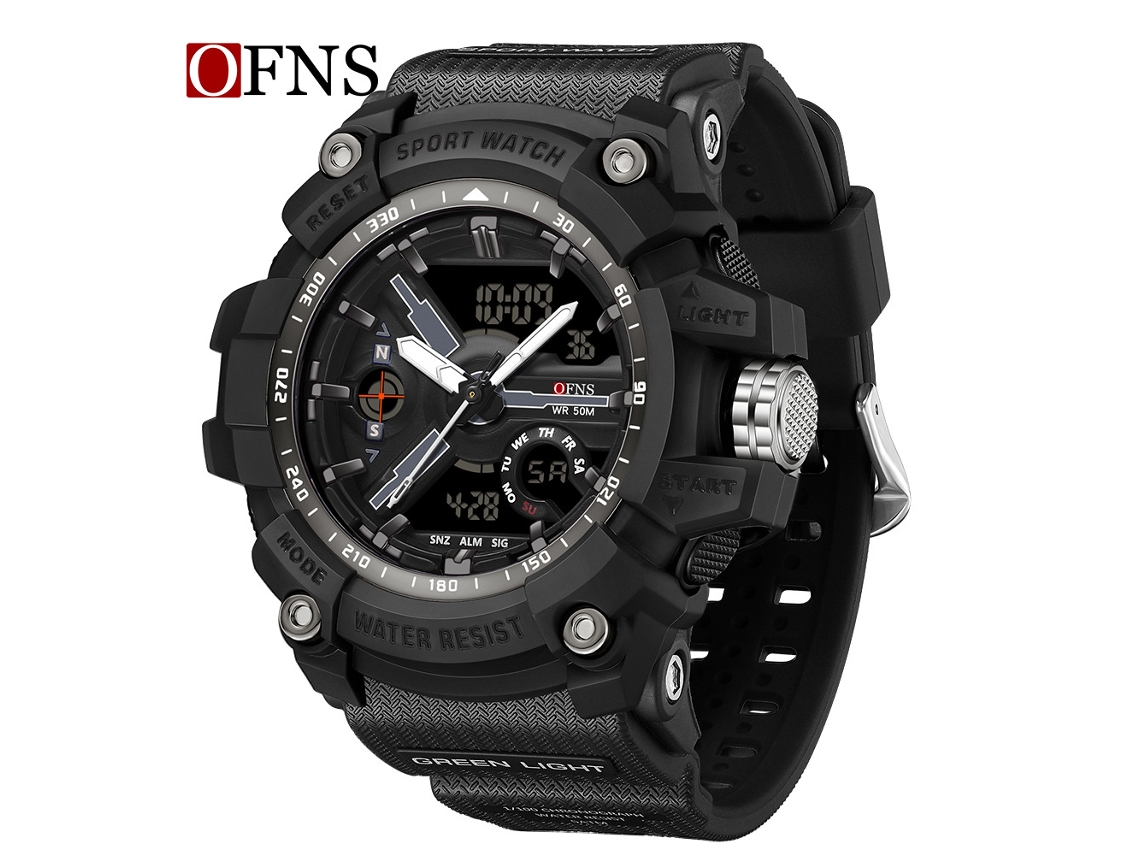 Reloj Despertador Electrónico Multifuncional (totalmente Negro) Con Acabado Luminoso, Resistente Al Agua Y A Los Golpes.