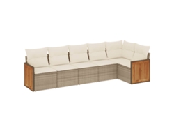 Conjunto 6 de sofás jardín con cojines VIDAXL ratán sintético beige