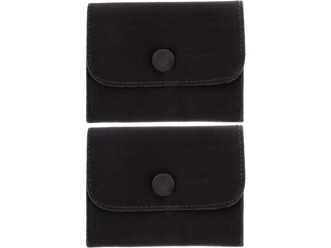Bolsas Joyas Franela Negra Cierre Presión Juego 2 Unidades Reutilizables Diseño Horizontal Vertical Pulseras