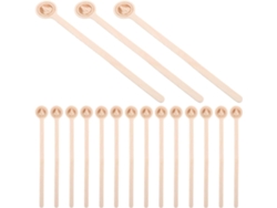 100 Palitos De Madera Natural Para Remover, 15 Cm, Cabeza Redonda, Color Beige.
