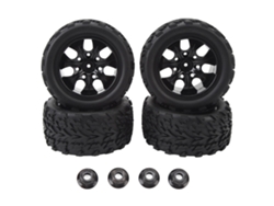 4 Neumáticos Todoterreno Rc Con Tornillos Hexagonales De 12 Mm, 7 Agujeros, De Goma Para Coches Todoterreno Rc A Escala 1/10