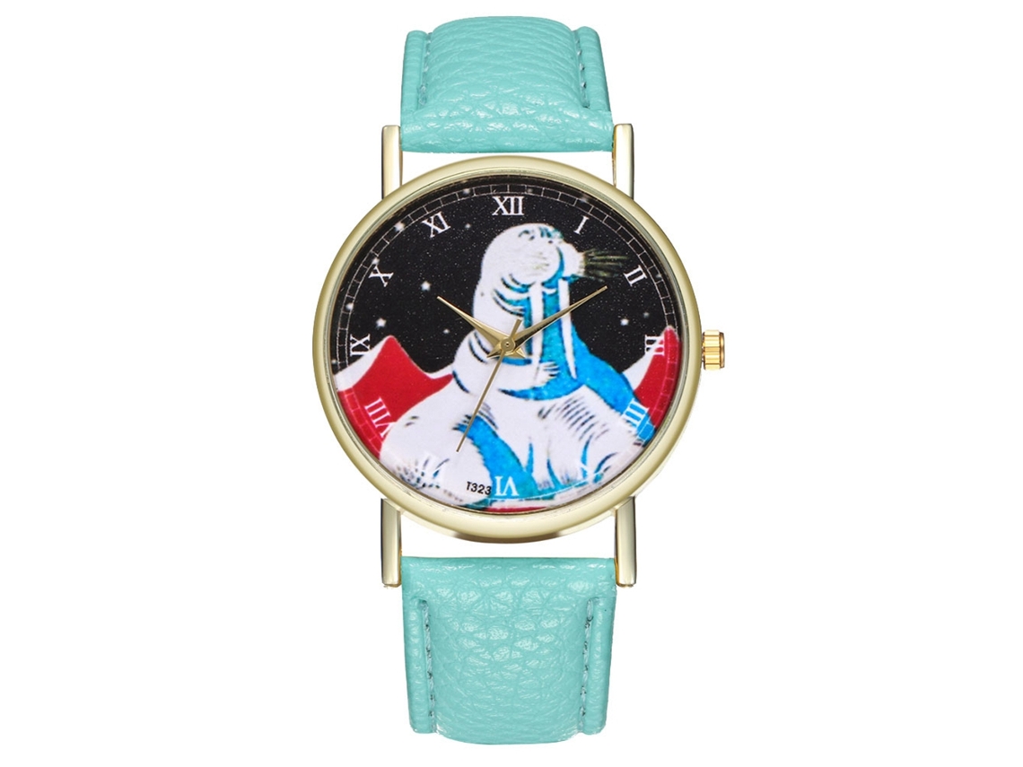 Reloj De Pulsera Unisex De Cuarzo Con Correa De Piel Sintética, Estilo Sencillo, Esfera Redonda (menta).