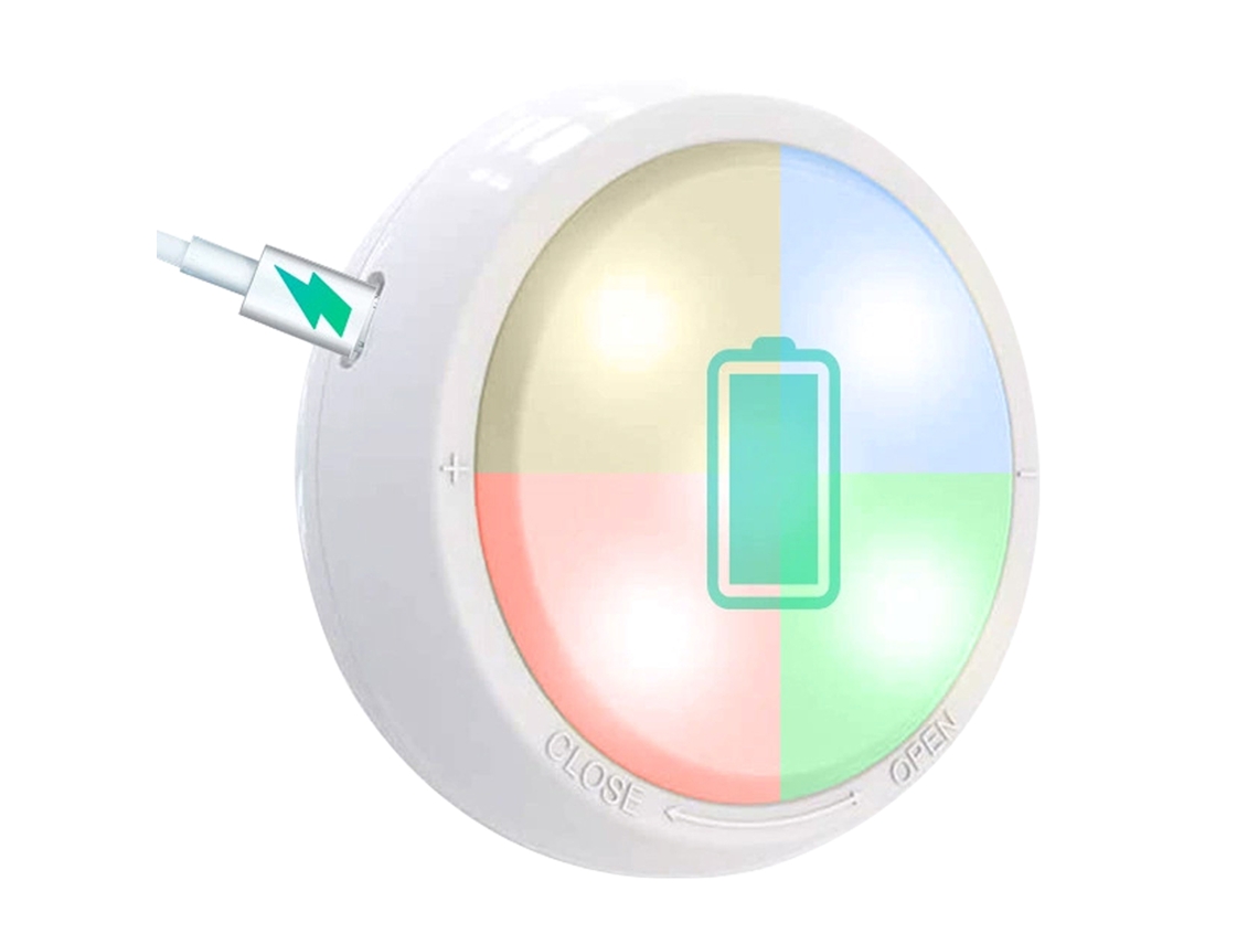 2026-1pcs Luz Led Rgbw 11leds Debajo Del Armario Recargable Con Usb, Regulable, Batería 400mah, Para Cocina, Armario, Pared