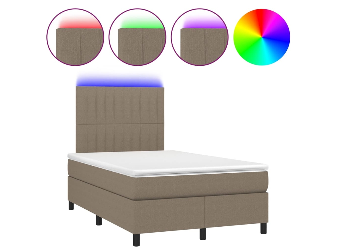 Maison Exclusive - Cama Box Spring Con Colchón Y Led Tela Gris Taupe 120x190 Cm
