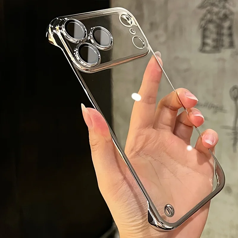 (plata Iphone 14 Pro Max) Funda Para Iphone Sin Marco, Galvanizada, Ultrafina, A Prueba De Golpes Y Transparente.